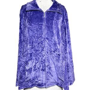 Vintage Purple Velour Studded Jacket Size 14